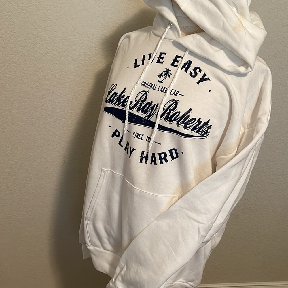 Hanes Unisex Adult Fleece Hoodie -Brand New- White with Black Lettering
